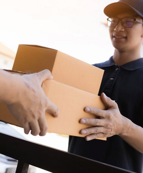 Sameday Logistics team member handling a delivery