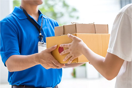 Local courier driver delivering a package